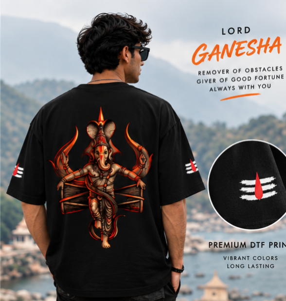 Mahakal × Ganesh Premium Oversized T-Shirt | 100% Cotton | 180 GSM