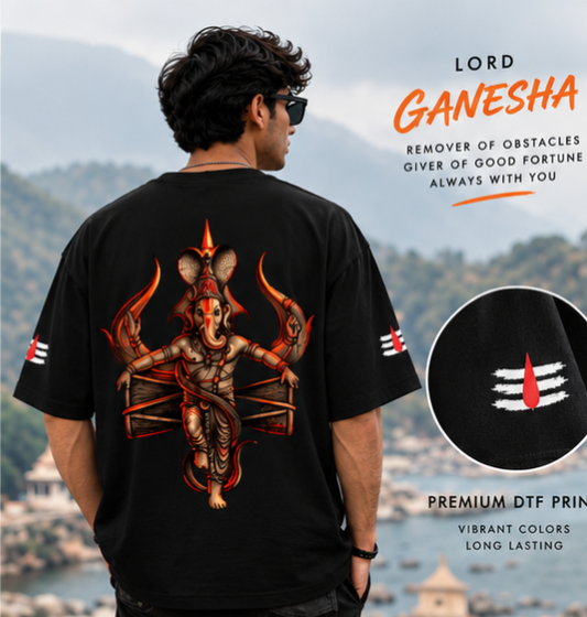 Mahakal × Ganesh Premium Oversized T-Shirt | 100% Cotton | 180 GSM
