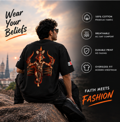 Mahakal × Ganesh Premium Oversized T-Shirt | 100% Cotton | 180 GSM